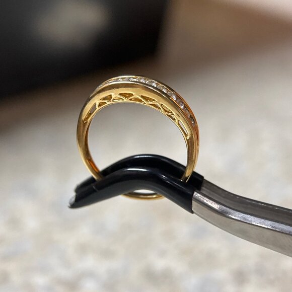 Cz 925 Gold Vermeil Band Ring - Picture 5 of 9